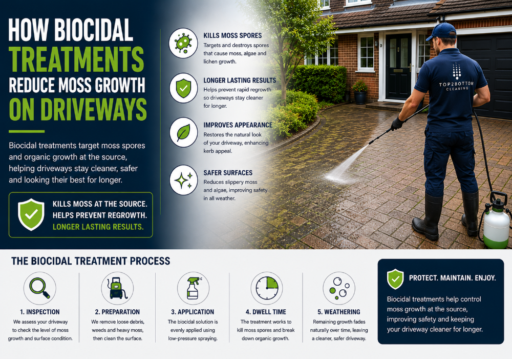 How Biocidal Treatments Reduce Moss Growth On Driveways